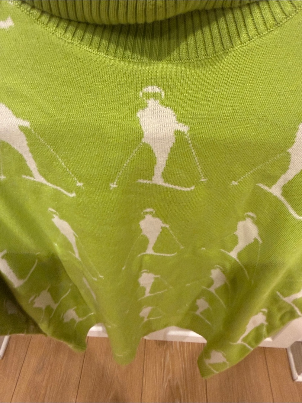 Alp N Rock Lime Green Ski Motif Turtleneck Sweater - Picture 3 of 3